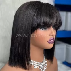 Raw Human Hair Bang Bob Wig